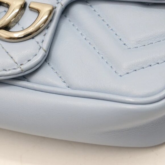 Gucci Calfskin Matelasse Super Mini GG Marmont Shoulder Bag - Light Blue - Picture 6 of 16
